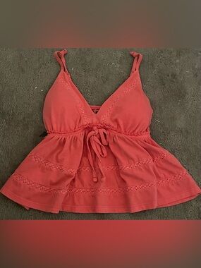 SO Coral Pink Sleeveless Tie-Front Peplum Top